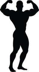 Fototapeta premium A muscular man posing in a flexed double bicep stance silhouette Eps 10
