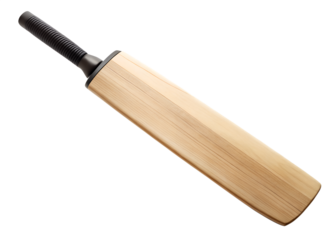 A single wooden cricket bat isolated on transparent background