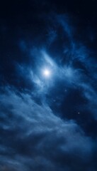 Wide-angle view of a glowing star above wispy nebula clouds