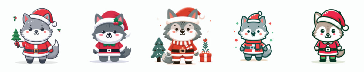 cute wolf vector christmas costume