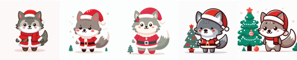 cute wolf vector christmas costume