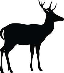 Simple Black Deer Silhouette Isolated on White