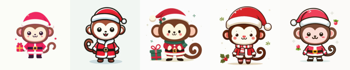 cute monkey vector christmas costume