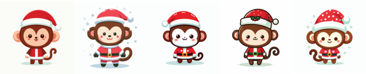 cute monkey vector christmas costume