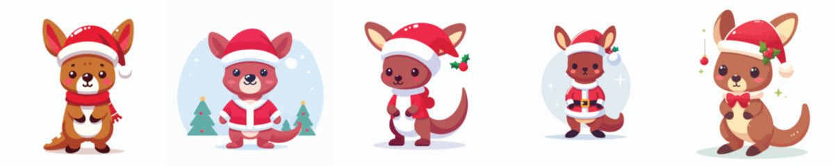 vector cute kangoroo christmas costume
