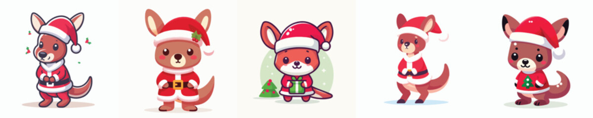 vector cute kangoroo christmas costume