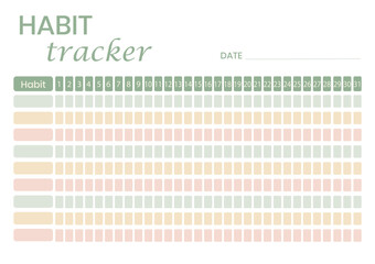 This habit tracker is designed for users to systematically record daily habits. It includes spaces for 31 days, allowing for effective personal goal management and accountability.