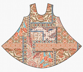 Digital design Kurti Front Side With Digital Background