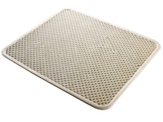 Beige textured pet litter box mat isolated on transparent background