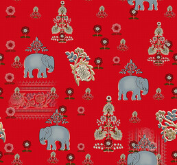 Colorful seamless floral digital design