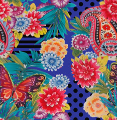 Colorful seamless floral digital design