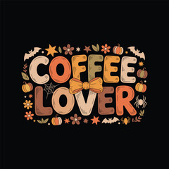Obraz premium Autumnal Coffee Lover design with decorative elements and a bow tie graphic