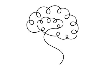 Human brain continuous one line drawing minimalist medical anatomy vector illustration