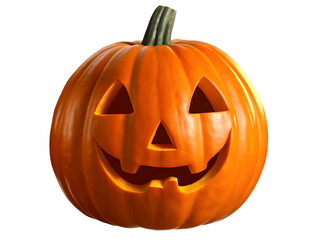 Carved orange gourd isolated on a transparent background