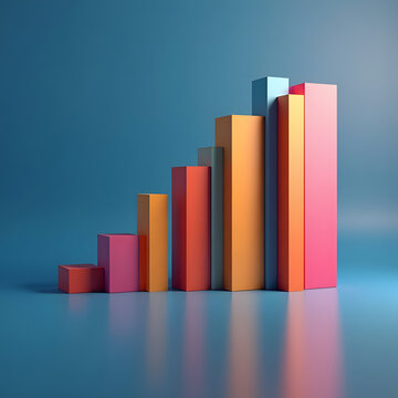 3d business graph on a blue background