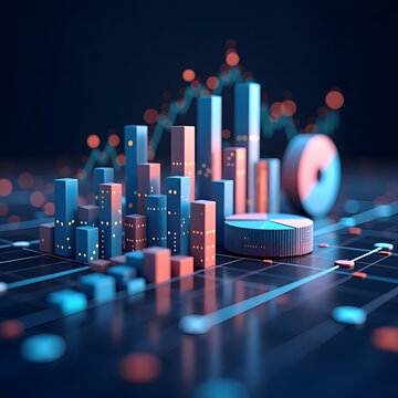 3d business graph with arrow