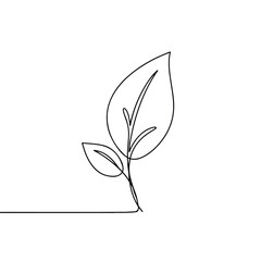 Obraz premium A clean and elegant monoline vector illustration of a single leaf, gracefully rendered with a continuous, flowing line, conveying simplicity and organic beauty on a minimalist background.