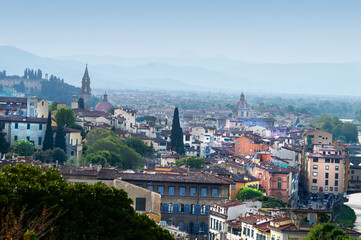 aerial view of the old district of Florence, Italy