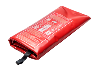Red fire blanket isolated on transparent background