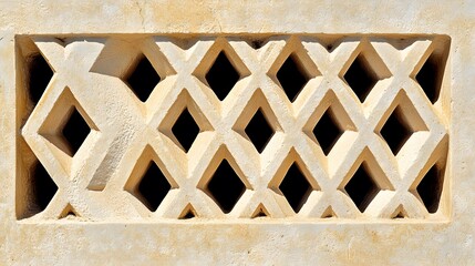 Beige Stone Wall with Diamond Pattern Air Vent