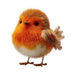 Obraz premium PNG of A cute, fluffy cartoon bird with a vibrant orange and white plumage stands adorably on its tiny feet.