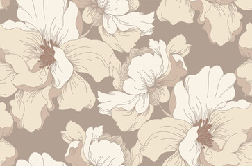 Seamless flowers pattern in vector. Abstract flower pattern design