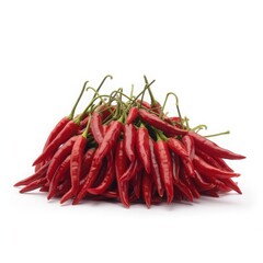 Vibrant red chili peppers with green stems fresh produce