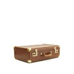 Vintage brown leather suitcase with brass accents luggage