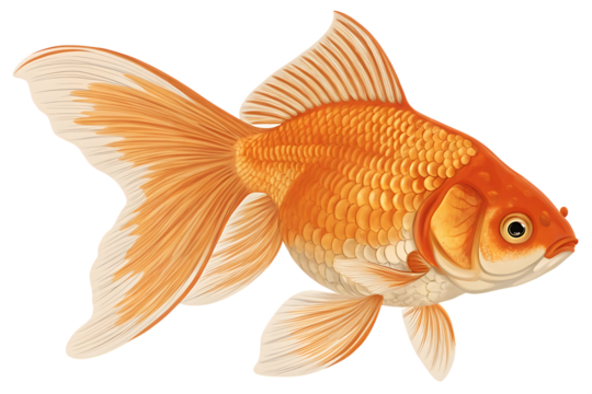 Ornamental fish Common goldfish, fish, animals, orange on AI generated by PNG