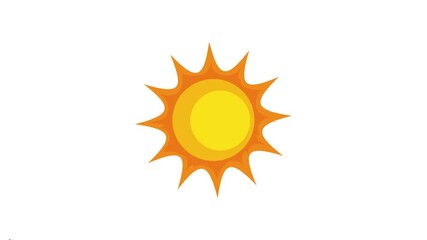 A vibrant, stylized illustration of the sun shining brightly with rays extended against a clean white background, symbolizing warmth and light