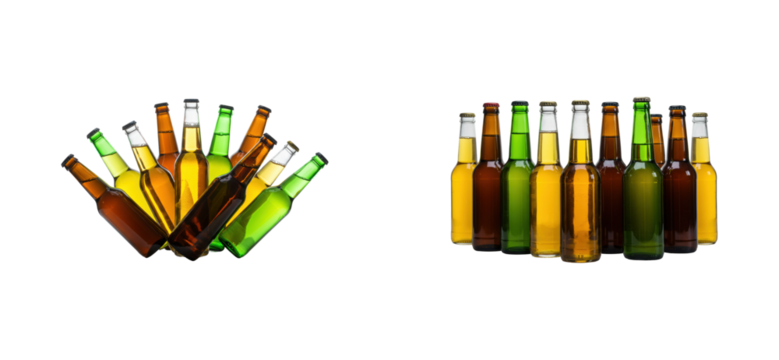 Refreshing bottles display at a brewery beverage studio lighting concept isolated set png