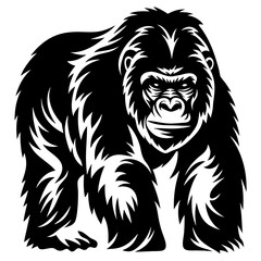Obraz premium Powerful Gorilla Illustration in Black and White with Striking Detail and Artistry