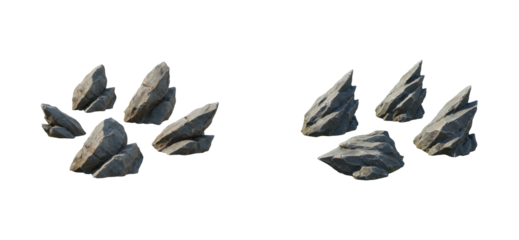 Boulders arranged in natural formation outdoor landscape 3d model natural environment ground level rock texture isolated set png