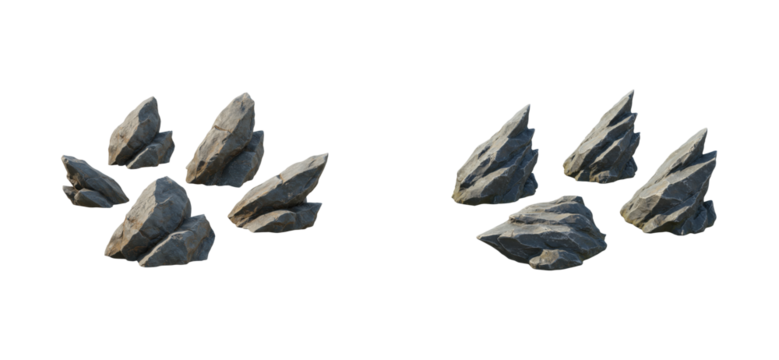 Boulders arranged in natural formation outdoor landscape 3d model natural environment ground level rock texture isolated set png