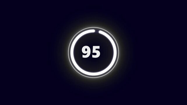 Futuristic white Neon Number 100-0 Countdown. Countdown movie from 100 to 0 number. Minute countdown timer animation, Countdown from animation background.