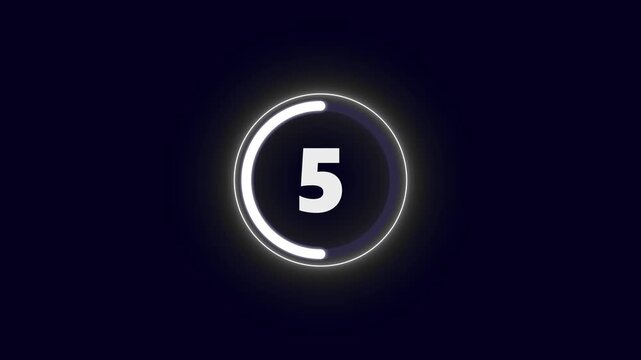 Futuristic white Neon Number 10-0 Countdown. Countdown movie from 10 to 0 number. Minute countdown timer animation, Countdown from animation background.