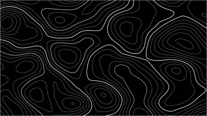 Fototapeta premium Topography Contour Mapping Vector with Black Seamless Elevation Texture, Outdoor Print Design, Adventure Visuals, and Abstract Map Backgrounds
