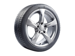Obraz premium Car tire with alloy rim, isolated on transparent background