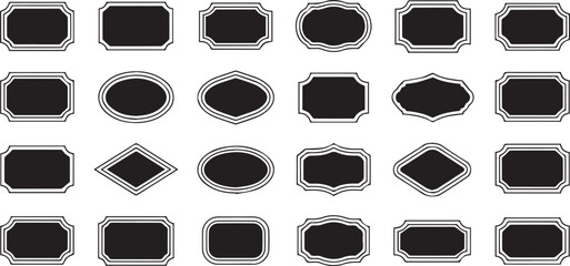 ornate decorative frame and label collection in black and white for retro packaging branding and graphic design