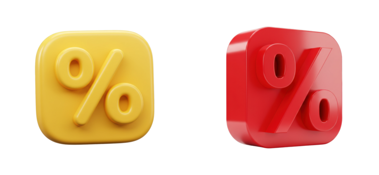 Understanding percentage symbols a exploration of yellow and red icons modern environment isolated set png