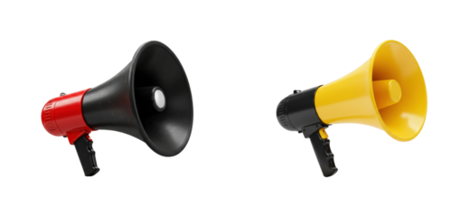 Dynamic sound communication event with megaphones in urban environment for engaging public awareness isolated set png