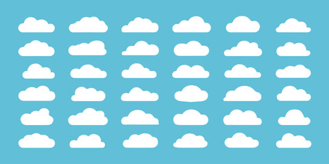 stylized cloud icons pack 30 unique flat cloud shapes for ui ux weather symbols and digital illustration ai eps jpeg png