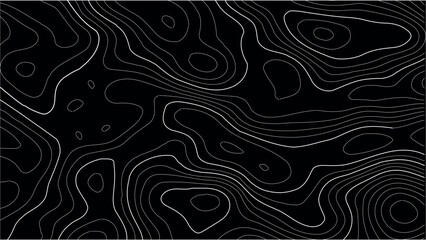 Topography Seamless Black Contour Map Vector with Smooth Elevation Lines, Nature Poster Backgrounds, Hiking Guide Books, and Terrain-Themed Visuals