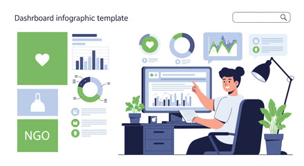 Business Analytics Dashboard Infographic Depicting Data Analysis and Visualizations for Effective