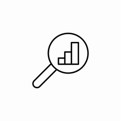 magnifying chart bars icon sign vector