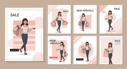 Collection of fashion sale and new arrival banner templates for social media marketing material