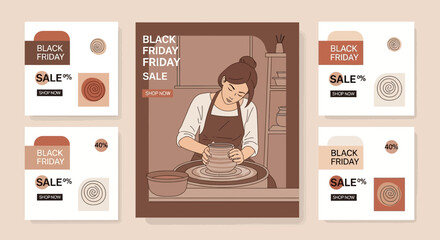Elegant Black Friday Promotion with a Focused Theme on Pottery and Artisan Craft
