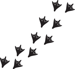 Simple Black Duck Foot Print Path Steps Isolated on White