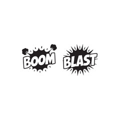 Fototapeta premium Two black and white comic book boom and blast sound effects.