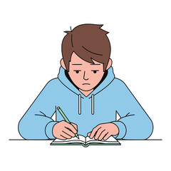 Flat vector of a boy learning